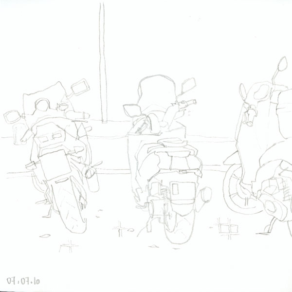 Croquis Barcelonais - Juillet 2010 - Scooters, juil. 2010