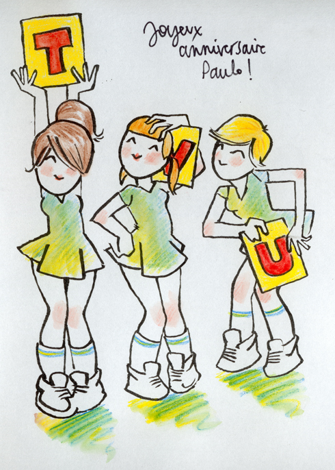 Illustration - Pompom girls Cheerleaders Terrain Vert United
