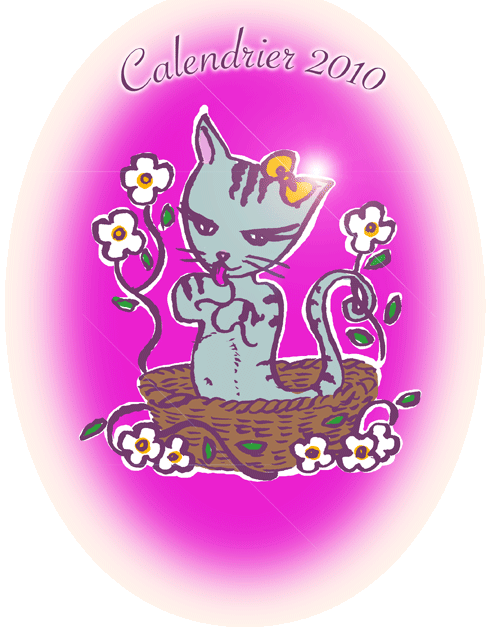 Illustration - chat panier kitsh